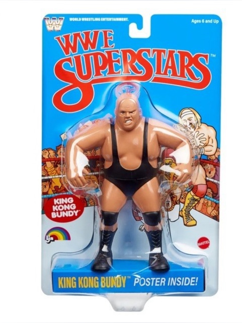 LJN WWE Superstars King Kong Bundy Action Figure, 1980s Retro 8" Blue Card